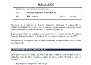 Presupuesto final para el cliente en un estudio de EXTECON